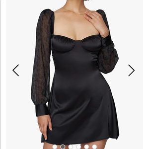 Weworewhat Puff Sleeve Velveteen Rose Mini Dress 0